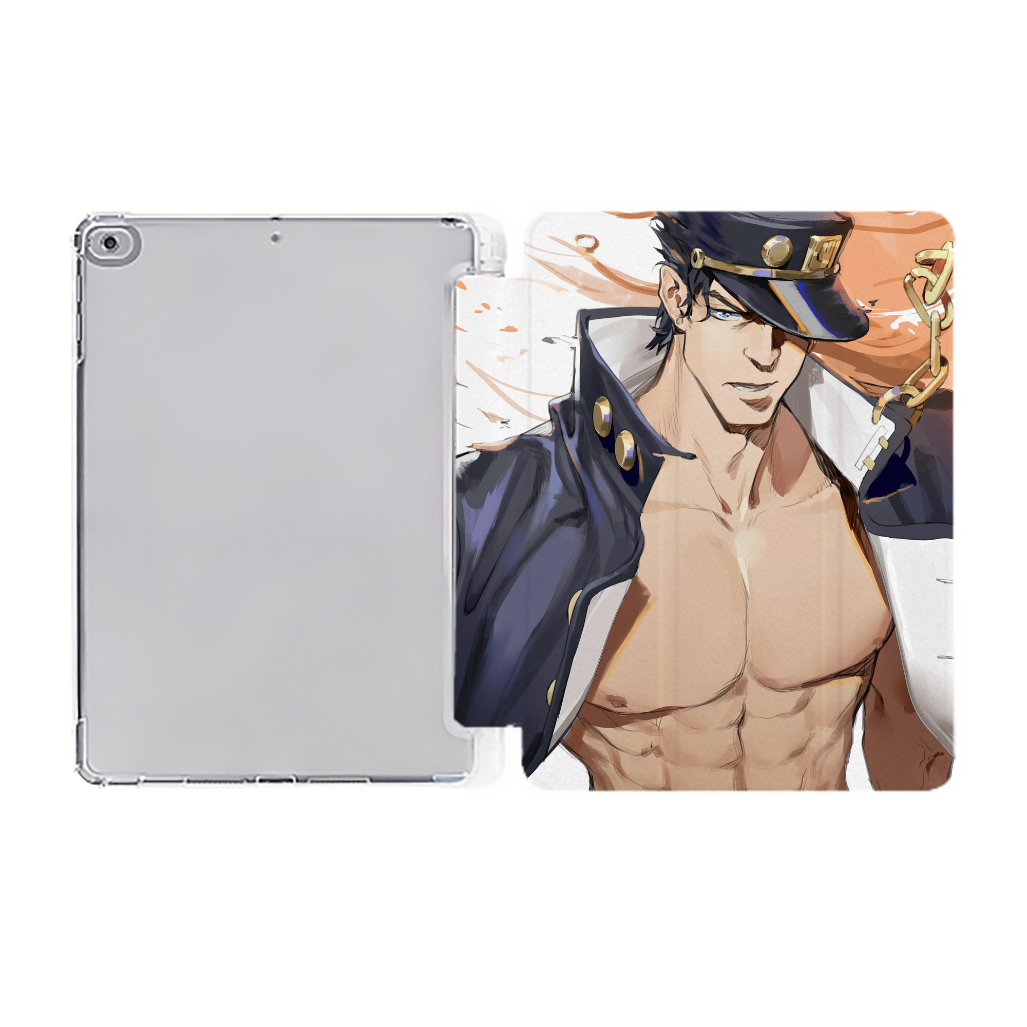 （画像用） ジョジョの奇妙な冒険 JoJo's Bizarre Adventure IPad ケース ペン収納付き 三つ折りスタンド PUレザー×シリコン 対応機種9.5/10.5/10.9インチ